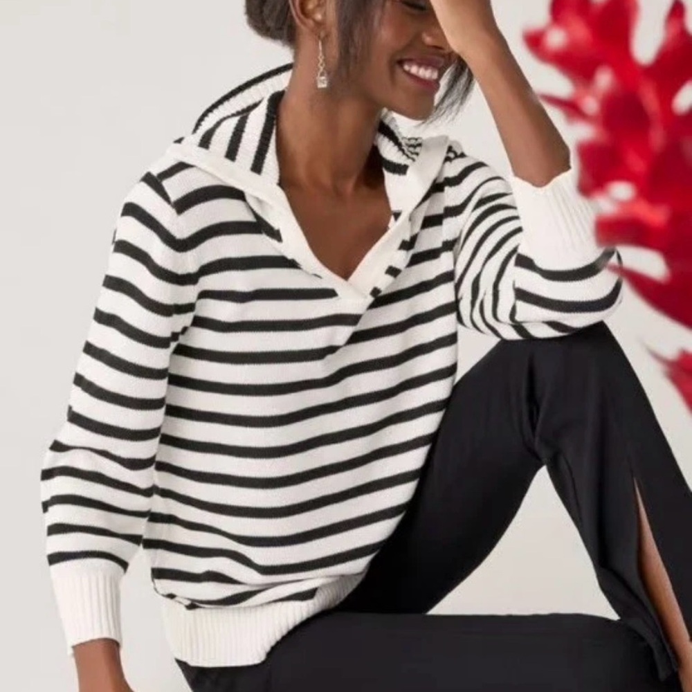 Like New | CAbi Black & White Striped Deck Hand Sweater | Style 6388 | Size Med